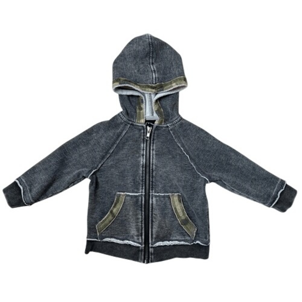 Art Class Charcoal Grey Hooded Full Zip Jacket 18 months Camo Casual Denim Knit